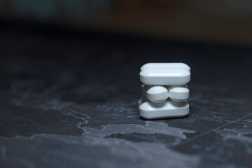 Group Of White Pills Tablets Medicine