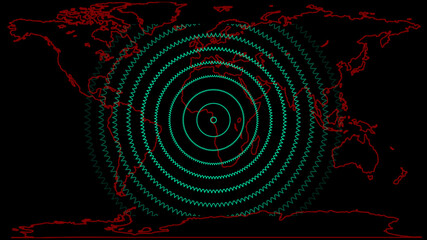 abstract radio wave illustration background. radio wave on world map background.