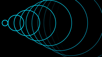 abstract cyan color radio wave background. Animation of radio wave, radar or sonar. Hypnotic graphic effect.