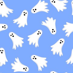 
Ghosts on a blue background vector abstraction, halloween pattern, festive texture.