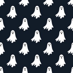 Halloween pattern of ghosts, vector background with ghosts, endless abstraction.