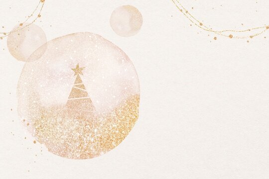 Aesthetic Christmas background, snow globe design in watercolor & glitter