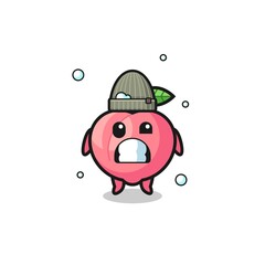 cute cartoon peach with shivering expression
