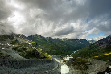 Moiry Glacier, along Walker's Haute Route high altitude long distance hiking trail in Switzerland