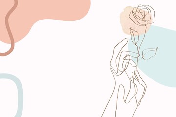 Hand & rose line art abstract illustration
