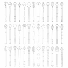 vector monochrome icon set with ancient battle Maces for your project