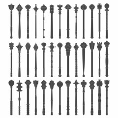 vector monochrome icon set with ancient battle Maces for your project