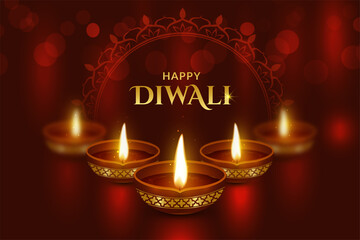 Naklejka premium Beautiful Elegant Golden Brass Diya for Indian Festivals 