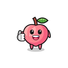 peach mascot doing thumbs up gesture