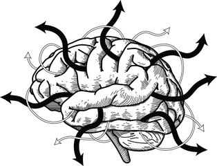 Weird brain vector illustration mental illness