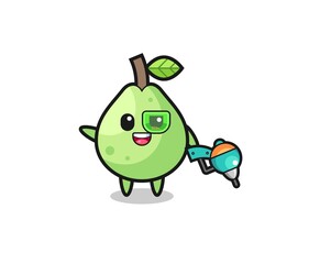 guava cartoon as future warrior mascot