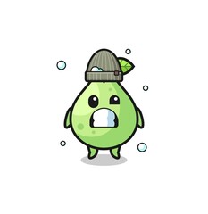 cute cartoon guava with shivering expression