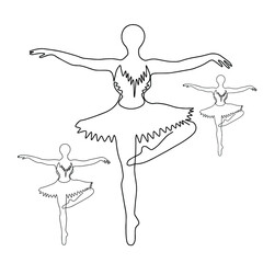 A ballet dancer in a ballet pose. A ballerina drawn with a single line. Ballerina one line.