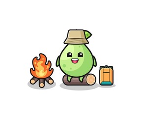 camping illustration of the guava cartoon
