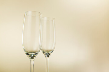 Champagne glasses are for a card. The second glass is a little bit blurred.