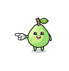 guava cartoon with pointing left gesture