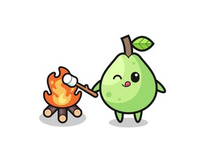 guava character is burning marshmallow