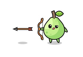 illustration of guava character doing archery