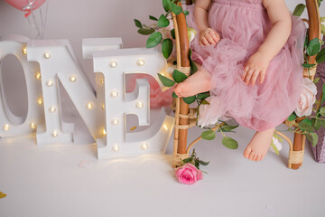 first birthday girl  cake smash 