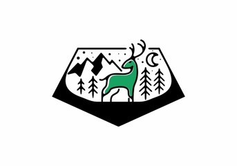 Line art illustration graphic of camping