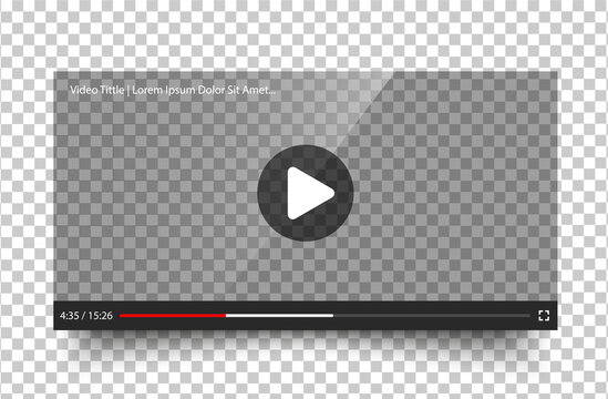 Video player design template with shadow for web and mobile apps. Vector illustration in flat style isolated on transparent background