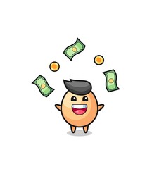 illustration of the egg catching money falling from the sky