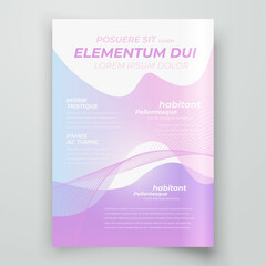 Flyer fluid theme cover design template liquid and lines glow color violet