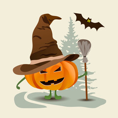 halloween pumpkin with hat