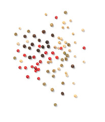 hot pepper, red, black, white and green pepper isolated