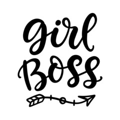 Girl boss card. Cute handwritten typography lettering