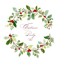 Berry wreath for Christmas with watercolor hand-painted © Artnizu