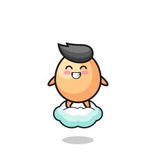 cute egg illustration riding a floating cloud