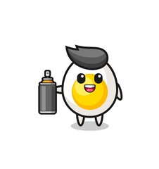 the cute boiled egg as a graffiti bomber