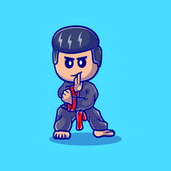 pencak silat martial arts cute kid illustration