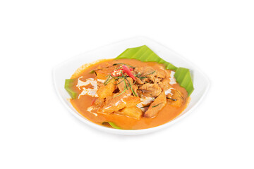 Meat fried with chili pepper and red curry sauce