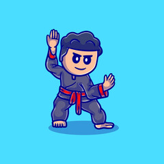 pencak silat martial arts cute kid illustration