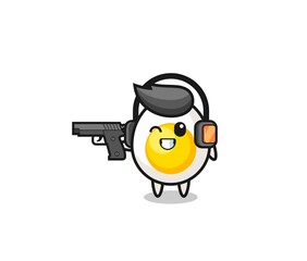 Fototapeta premium illustration of boiled egg cartoon doing shooting range
