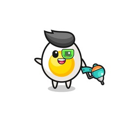 boiled egg cartoon as future warrior mascot
