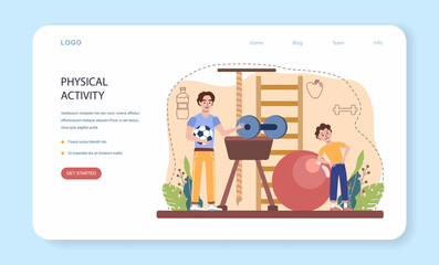 Healthy lifestyle class web banner or landing page. Idea of life safety