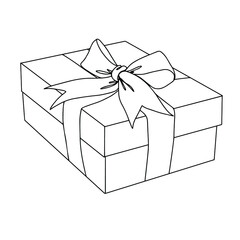 Present box continuous line vector illustration. Wrapped surprise package with ribbon and bow.
