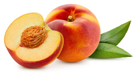 Juicy peach isolated on the white background