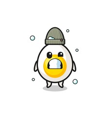 cute cartoon boiled egg with shivering expression