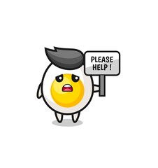 cute boiled egg hold the please help banner