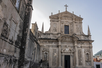 Fototapeta na wymiar Baroque Jesuit church of St Ignatius located in old town of Dubrovnik. Church of St Ignatius dates back to beginning of 18th century and formed part of Jesuit College. Dubrovnik, Croatia.