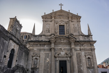 Baroque Jesuit church of St Ignatius located in old town of Dubrovnik. Church of St Ignatius dates back to beginning of 18th century and formed part of Jesuit College. Dubrovnik, Croatia.