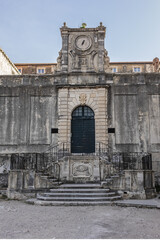 Baroque Jesuit church of St Ignatius located in old town of Dubrovnik. Church of St Ignatius dates back to beginning of 18th century and formed part of Jesuit College. Dubrovnik, Croatia.