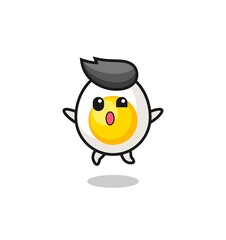 boiled egg character is jumping gesture