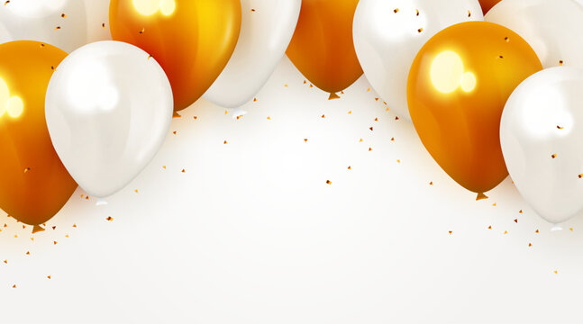 Balloon brunch on white background. Greeting, happy birthday banner.