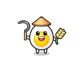 boiled egg Asian farmer holding paddy