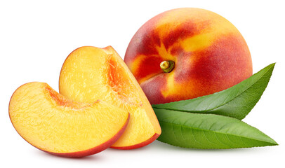 Juicy peach isolated on the white background